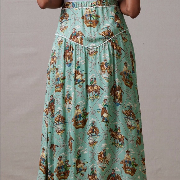 Double D Ranch Romance & Rustlers Western Printed Beaded Midi A-Line Skirt NWT - Picture 3 of 13